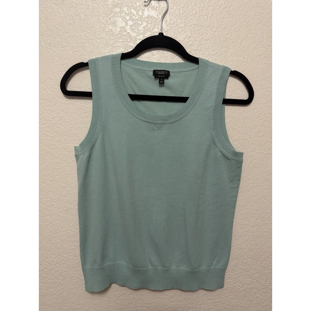 Talbots Pima Cotton Blend Sweater Vest Blue Size S Academia Classic Preppy Chic